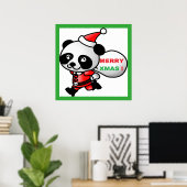 "MERRY XMAS" PANDA BEER SANTA POSTER (Thuiskantoor)