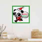 "MERRY XMAS" PANDA BEER SANTA POSTER (Keuken)