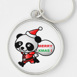 "MERRY XMAS" PANDA BEER SANTA SLEUTELHANGER