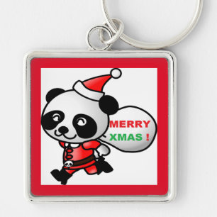 "MERRY XMAS" PANDA BEER SANTA SLEUTELHANGER