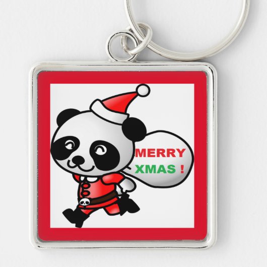 "MERRY XMAS" PANDA BEER SANTA SLEUTELHANGER (Voorkant)