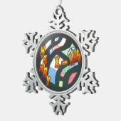 Merry Xmas Pattern Pewter Snowflake Ornament (Rechts)