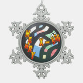 Merry Xmas Pattern Pewter Snowflake Ornament (Voorkant)