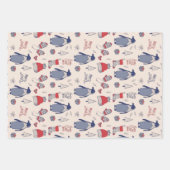 Merry Xmas Penguin Christmas Petten Handschoenen P Inpakpapier Vel (Voorkant 3)