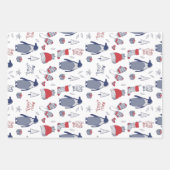 Merry Xmas Penguin Christmas Petten Handschoenen P Inpakpapier Vel (Voorkant)