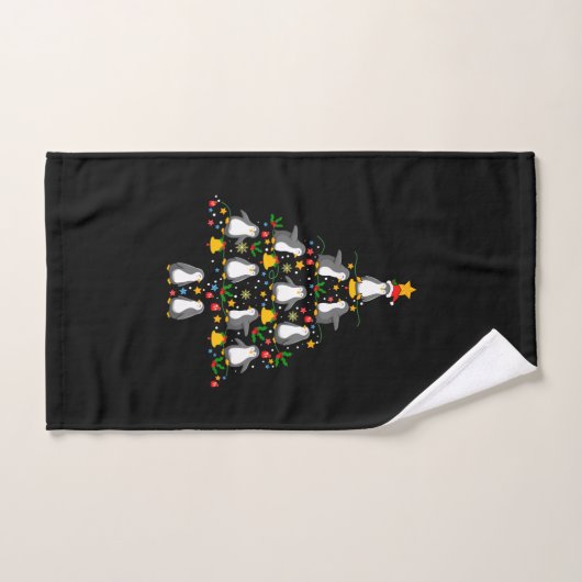 Merry Xmas Penguin-kerstboomverlichting Handdoek (Handdoek)