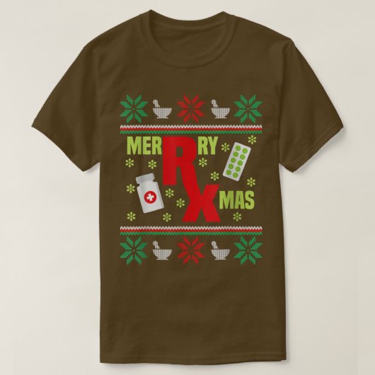 Merry Xmas Pharmacy Tech Pharmacist Ugly Kerstmis T-shirt (Design voorkant)