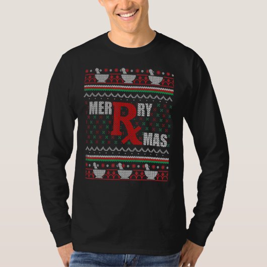 Merry Xmas Pharmacy Tech Pharmacist Ugly Kerstmis T-shirt (Voorkant)