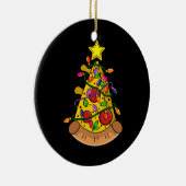 Merry Xmas Pizza kerstboomverlichting Keramisch Ornament (Rechts)