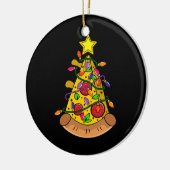 Merry Xmas Pizza kerstboomverlichting Keramisch Ornament (Links)