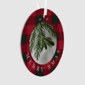 Merry Xmas Red Green Plaid Acrylic Ornament (voorkant)