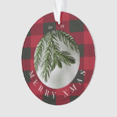 Merry Xmas Red Green Plaid Acrylic Ornament (voorkant)
