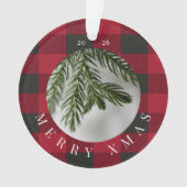 Merry Xmas Red Green Plaid Acrylic Ornament (voorkant)
