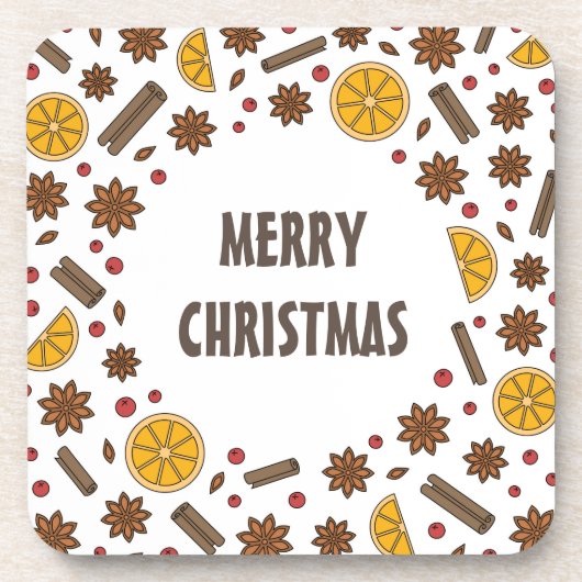 Merry Xmas red mulling wijnspecerijen Bier Onderzetter (Voorkant)