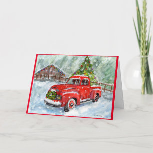 Merry Xmas Red Truck met Boxers die een kerstkaart Bedankkaart