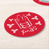 Merry Xmas Ronde Kartonnen Onderzetter (Gebogen)