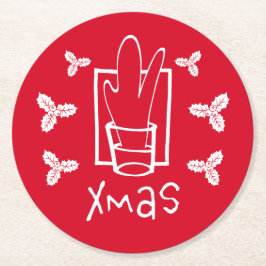 Merry Xmas Ronde Kartonnen Onderzetter