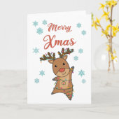 Merry Xmas Rudolph Red Nose Reindeer Cute Animals Kaart (Gele Bloem)