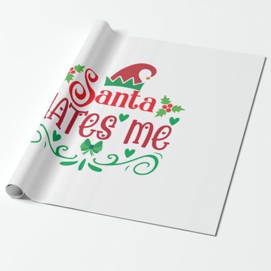 Merry Xmas Santa Hates me Cadeaupapier (Uitgerold)