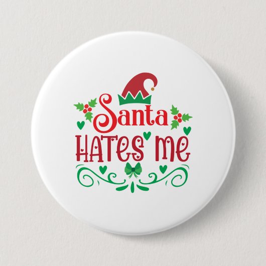 Merry Xmas Santa Hates me Ronde Button 7,6 Cm (Voorkant)