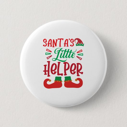 Merry Xmas Santa Little Helper Ronde Button 5,7 Cm (Voorkant)