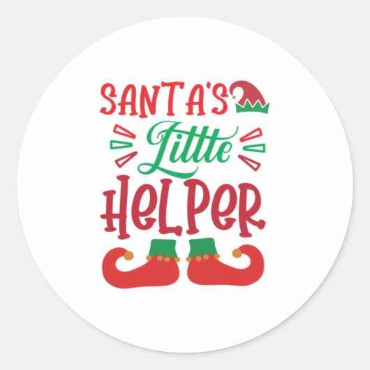 Merry Xmas Santa Little Helper Ronde Sticker (Voorkant)