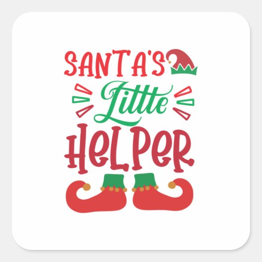 Merry Xmas Santa Little Helper Vierkante Sticker (Voorkant)