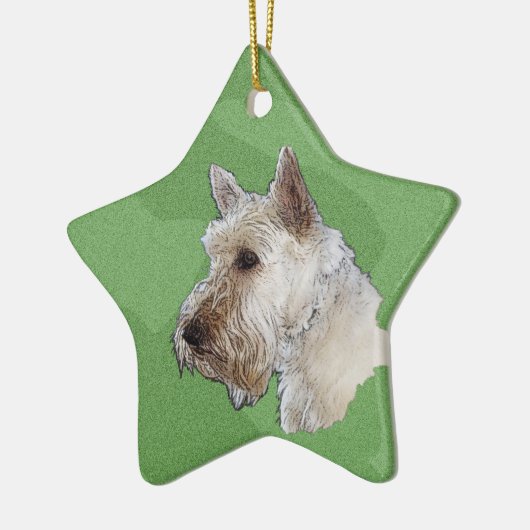 Merry Xmas Scottish Terrier (Wheaten) Keramisch Ornament (Links)