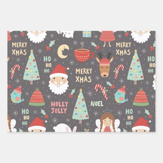 Merry Xmas set Inpakpapier Vel (Voorkant)