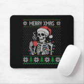 Merry Xmas Skeleton Ugly Sweater, Skull Wearing Sa Muismat (Met muis)