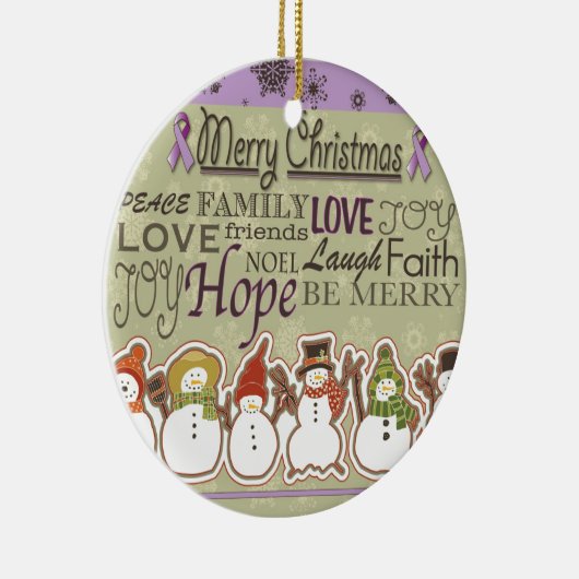 Merry XMAS-sneeuwbalproducten tegen kanker Keramisch Ornament (Rechts)