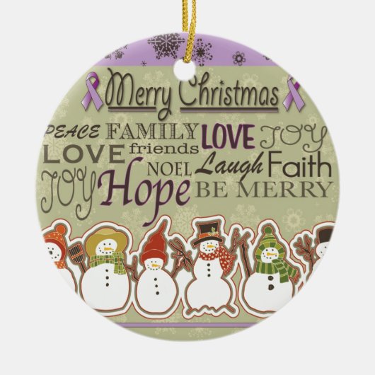 Merry XMAS-sneeuwbalproducten tegen kanker Keramisch Ornament (Voorkant)