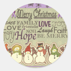 Merry XMAS-sneeuwbalproducten tegen kanker Ronde Sticker