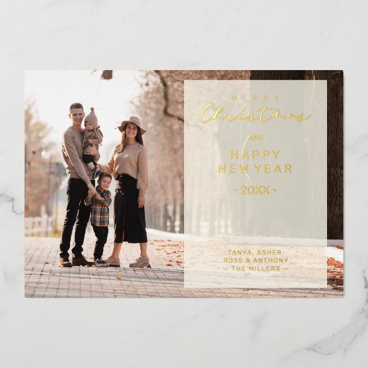 Merry Xmas Typography Transparency Overlay Photo  Folie Feestdagenkaart (Voorkant)