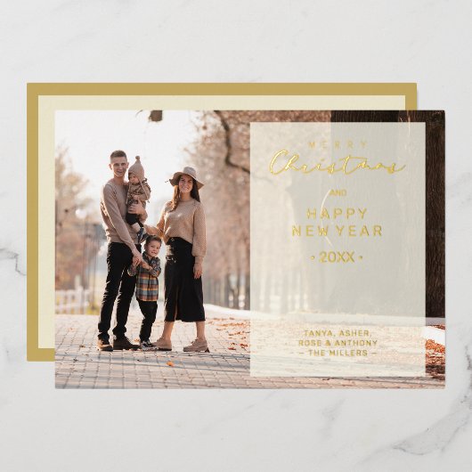 Merry Xmas Typography Transparency Overlay Photo  Folie Feestdagenkaart (Voorkant / Achterkant)