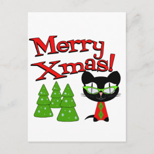 Merry Xmas uit een cool Kat Feestdagenkaart