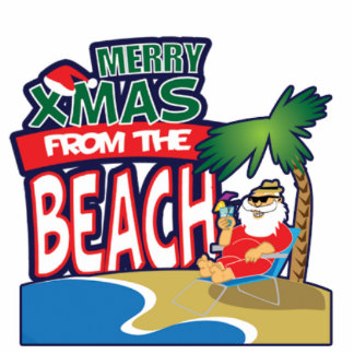 MERRY XMAS VAN DE BEACH 2x3 fotobeeldhouwkunst Staand Fotobeeldje