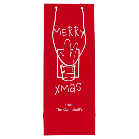 Merry Xmas Wijn Cadeautas (Achterkant)