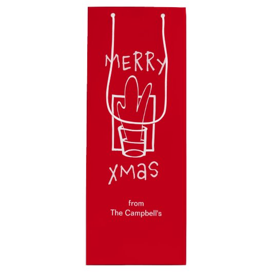 Merry Xmas Wijn Cadeautas (Voorkant)
