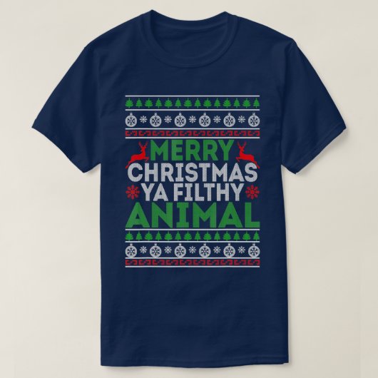 Merry Xmas yafilthy dierlijk grappig kerstfeest pa T-shirt (Design voorkant)