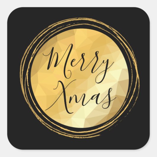 Merry Xmas zwart en goudhelder chic Vierkante Sticker (Voorkant)