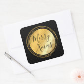 Merry Xmas zwart en goudhelder chic Vierkante Sticker (Envelop)