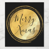 Merry Xmas zwarte en gouden heldere luxe tekst Wijn Etiket (Enkel label)