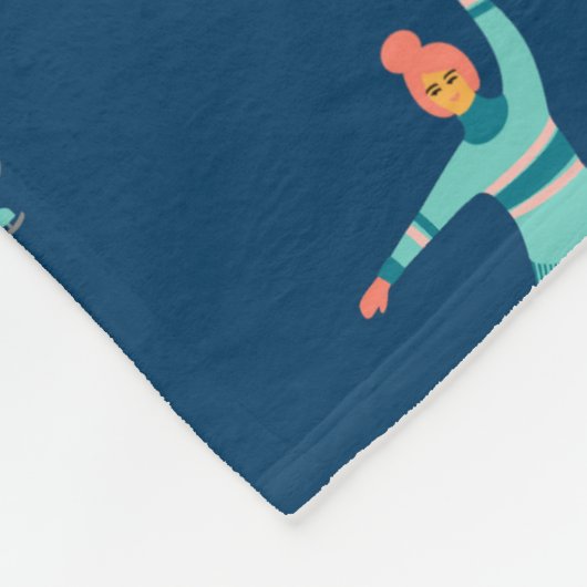 Merry Xmass Winter Theme Navy Cute Ice Fleece Deken (Hoek)