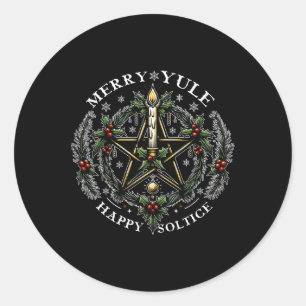 Merry Yule &amp; Happy Solstice Ronde Sticker