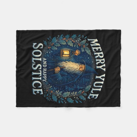 Merry Yule And Happy Solstice Mystic Winter Quote  Fleece Deken (Voorkant (Horizontaal))