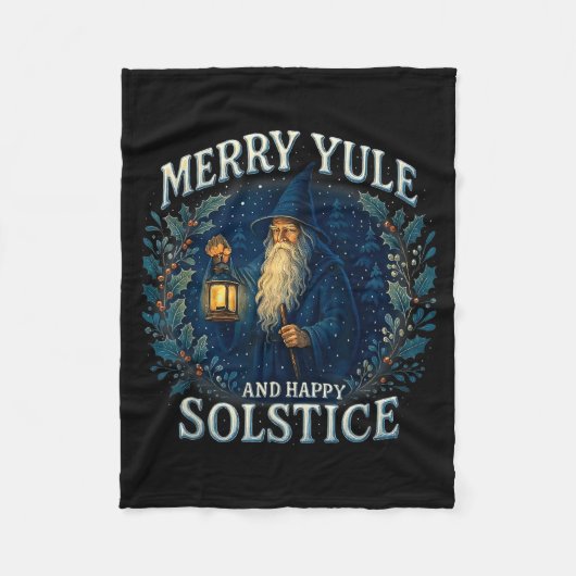 Merry Yule And Happy Solstice Mystic Winter Quote  Fleece Deken (Voorkant)