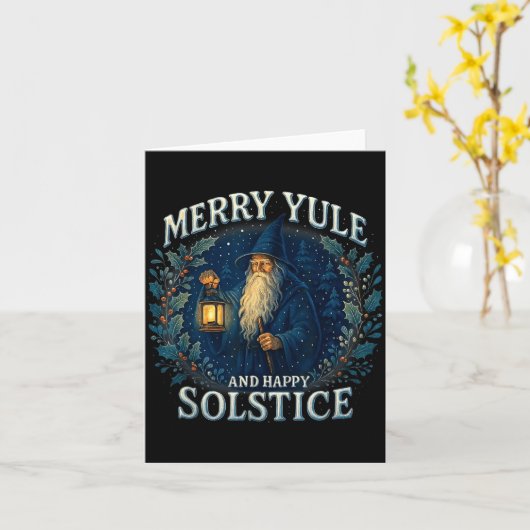 Merry Yule And Happy Solstice Mystic Winter Quote  Kaart (Gele Bloem)