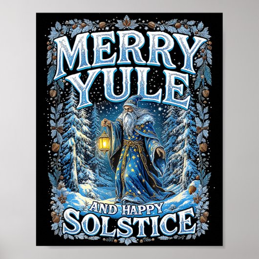 Merry Yule And Happy Solstice Mystic Winter Quote  Poster (Voorkant)