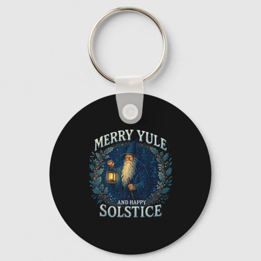Merry Yule And Happy Solstice Mystic Winter Quote Sleutelhanger (Voorkant)